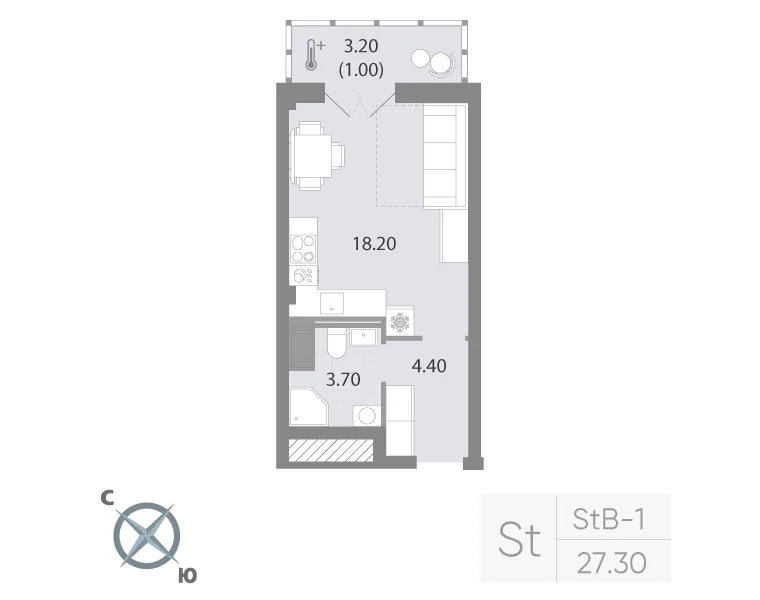 Планировка: Студия квартира 27 м² в «Neva Residence»